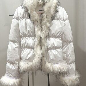 I. AM. GIA White Puffer Jacket with Fur